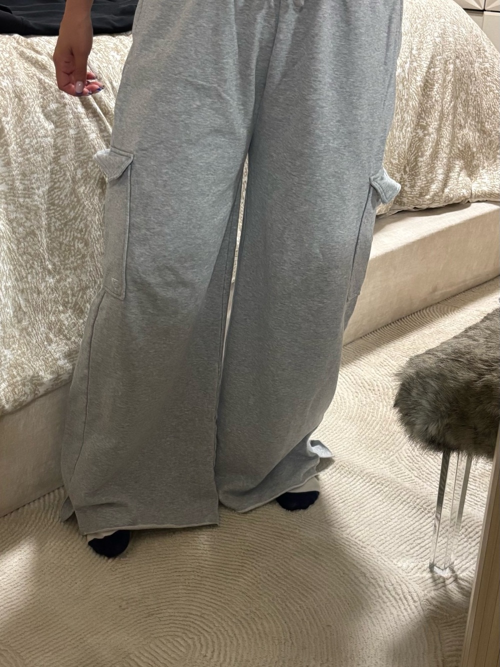 Gymshark Gray Wide-Leg Cargo Sweatpants